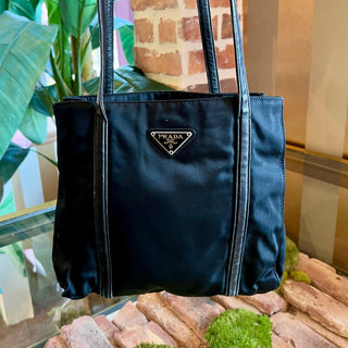 PRADA Nylon Black Long Handle Tote