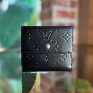 LOUIS VUITTON Elise Gray Matte Vernis Leather Wallet