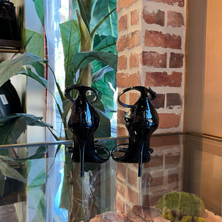 SAINT LAURENT Cassandra Black Patent Leather Sandals SZ36(6US)