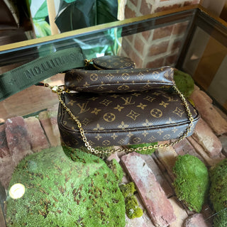 LOUIS VUITTON Multi Pochette Accessories Khaki Brown Monogram Coated Canvas Crossbody Bag