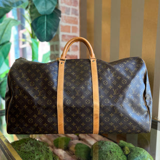 LOUIS VUITTON Keepall 60 Brown Monogram Canvas Vintage Duffle Bag TS3901