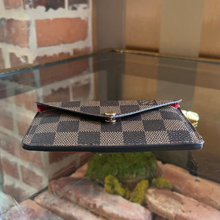 LOUIS VUITTON Damier Ebene w/ Red Card Holder
