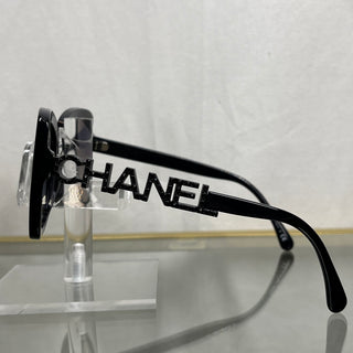 CHANEL 5422-B Dark Navy Blue Acetate Semi Cat Eye Oversized Sunglasses