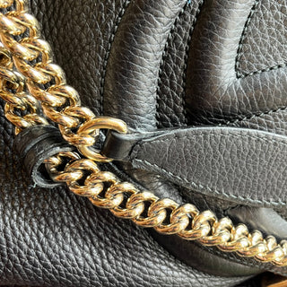 GUCCI Medium Soho Chain Black Pebbled Calfskin Leather Shoulder Bag