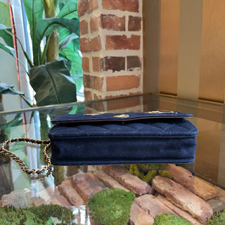 CHANEL Paris-Hamburg Charms Classic Quilted Wool Wallet on Chain