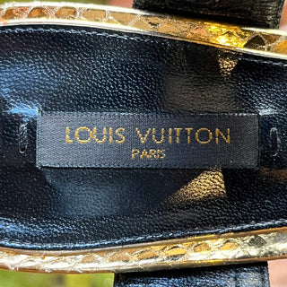 LOUIS VUITTON Black/Metallic Gold Leather Heels SZ 39 (US 9)