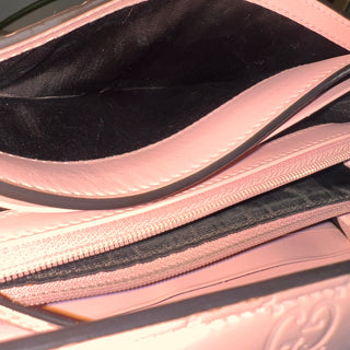 GUCCI Pink Guccissima Leather Continental Cat Head Flap Wallet
