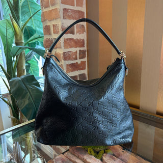 GUCCI Black Embossed Miss GG Hobo