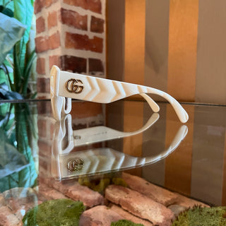 GUCCI GG0808S 002 Cat3 Cream Acetate Oversized Sunglasses
