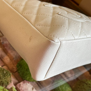 CHANEL Petit Shopping Tote PST White Caviar Quilted Tote