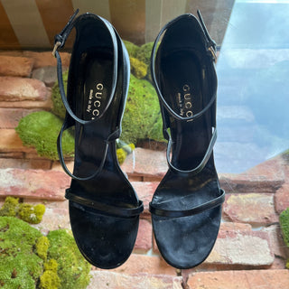 GUCCI Black Leather Strappy Heels SZ 8.5