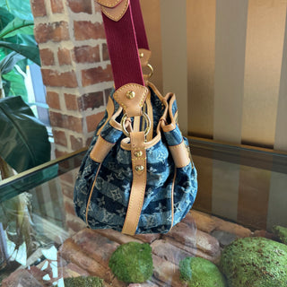 LOUIS VUITTON Blue Denim Monogram Cabas Raye GM