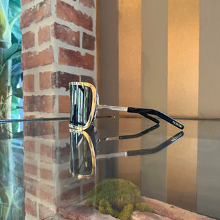 VALENTINO V-Romask Black/Gold Metal Visor Sunglasses