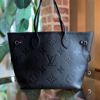 LOUIS VUITTON Neverfull MM Black Empriente Leather Tote Bag