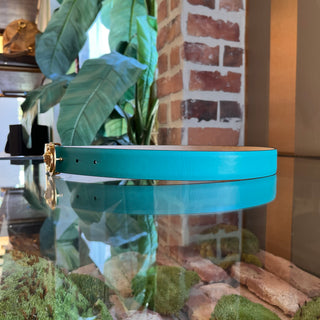 VERSACE Turquoise Tribute Medallion Leather Belt SZ90/36(L)