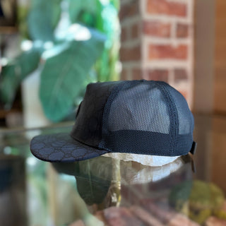 GUCCI Navy Blue GG Supreme Canvas Baseball Cap SZM
