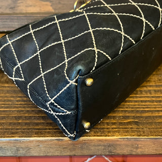 CHANEL Wild Stitch Black Calfskin Leather Shoulder Bag