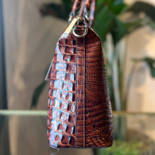 BRAHMIN Duxbury Brown Melbourne Croc Embossed Leather Satchel Bag