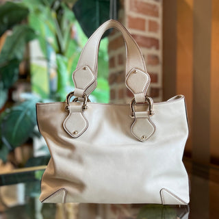 GUCCI Cream Soft Calfskin Leather Small Tote