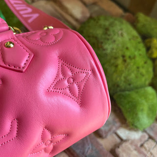 LOUIS VUITTON Bubblegram Papillon BB Dragon Fruit Monogram Leather Satchel Bag