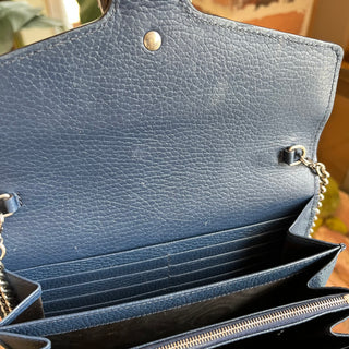GUCCI Navy Blue Leather Dionysus Wallet On Chain