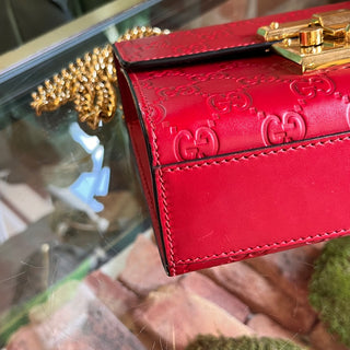 GUCCI Padlock Medium Red Guccissima Leather Shoulder Bag