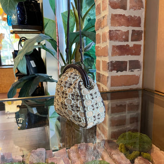 PRADA Mini Beige Metallic Brocade Evening Bag