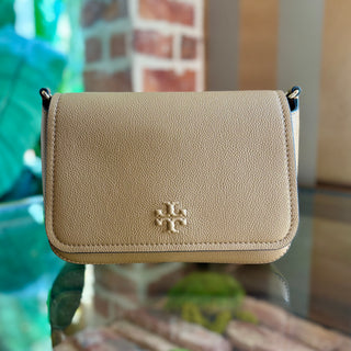 TORY BURCH Brown Thea Leather Flap Crossbody