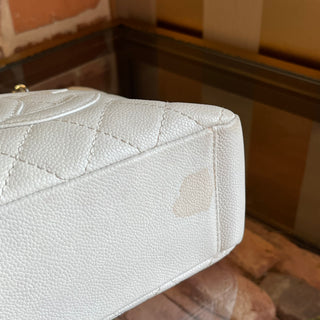 CHANEL Petit Shopping Tote PST White Caviar Quilted Tote