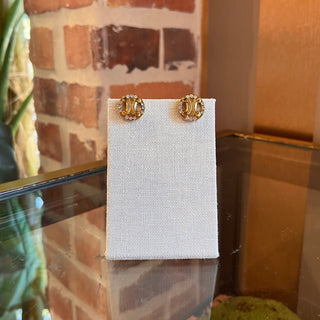 CELINE Gold Tone Triomphe Clip On Earrings