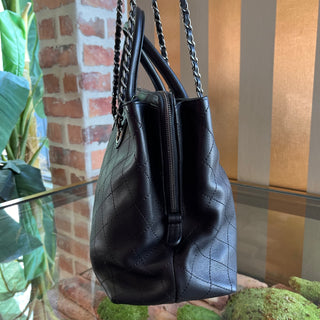 CHANEL Urban Shopping Small Black Grained Vegetal Calfskin Tote