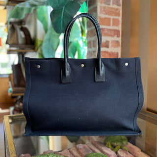 SAINT LAURENT Rive Gauche Black Canvas Tote
