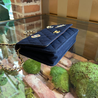 CHANEL Paris-Hamburg Charms Classic Quilted Wool Wallet on Chain