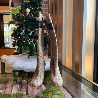 GUCCI Hasler Horsebit Beige GG Canvas Boots SZ39(9US)