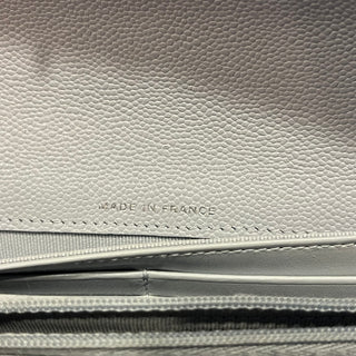 CHANEL Classic Gray Caviar Leather Long Wallet