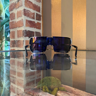 VALENTINO V-Romask Black/Gold Metal Visor Sunglasses