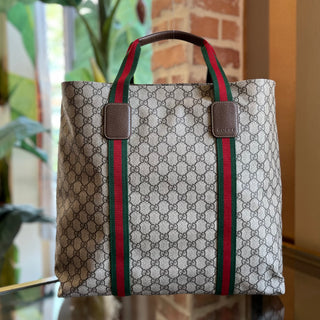 GUCCI Tender GG Supreme Monogram Textured Dollar Calfskin Web Tote
