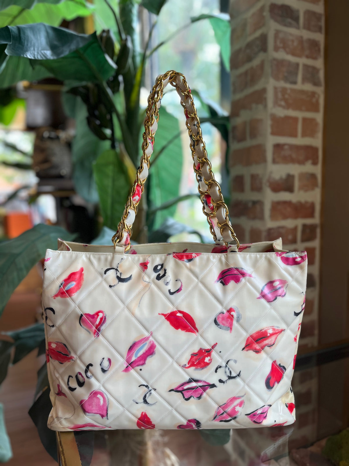 CHANEL Coco Lips and Heart Vinyl Tote