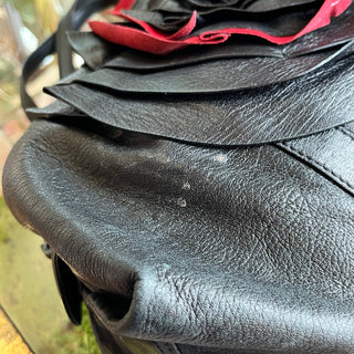 VALENTINO Petale Rose Black Leather Tote Bag