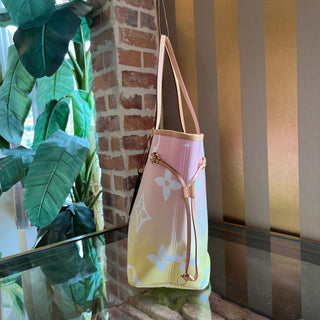 LOUIS VUITTON Neverfull MM Light Pink By The Pool Giant Monogram Tote Bag