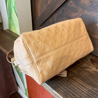 LOUIS VUITTON Soft Speedy Bandouliere 30 Arizona Monogram Empreinte Leather Satchel Bag