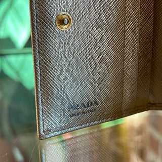 PRADA Gold Saffiano Leather Small Wallet