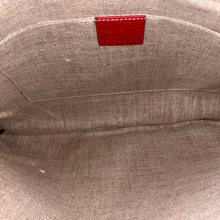 GUCCI Red Bamboo Leather Tassel Zippy Clutch