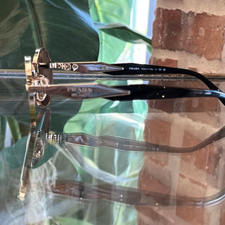 PRADA SPR65Z Oval Pale Gold-Tone Metal Sunglasses