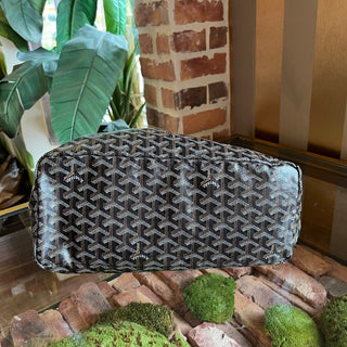 GOYARD Saint Louis PM Black Goyardine Canvas Chevroches Calfskin Tote