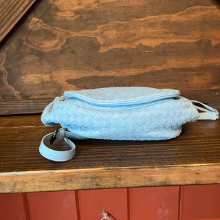 BOTTEGA VENETA Blue Intrecciato Nappa Leather Drawstring Crossbody