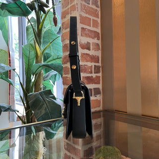 GUCCI Horsebit 1955 Medium Black Leather Shoulder Bag