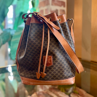 CELINE Macadam Bucket Bag Brown Canvas Vintage Bucket Bag