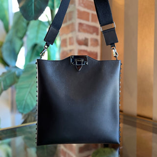 VALENTINO GARAVANI Messenger Black Leather Crossbody Bag