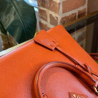 PRADA Promenade Orange Saffiano Lux Dome Top Handle